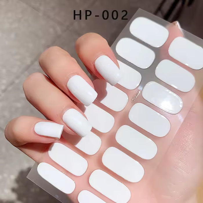Pegatinas de uñas ala moda, autoadhesiva, gel polaco para 16 dedos