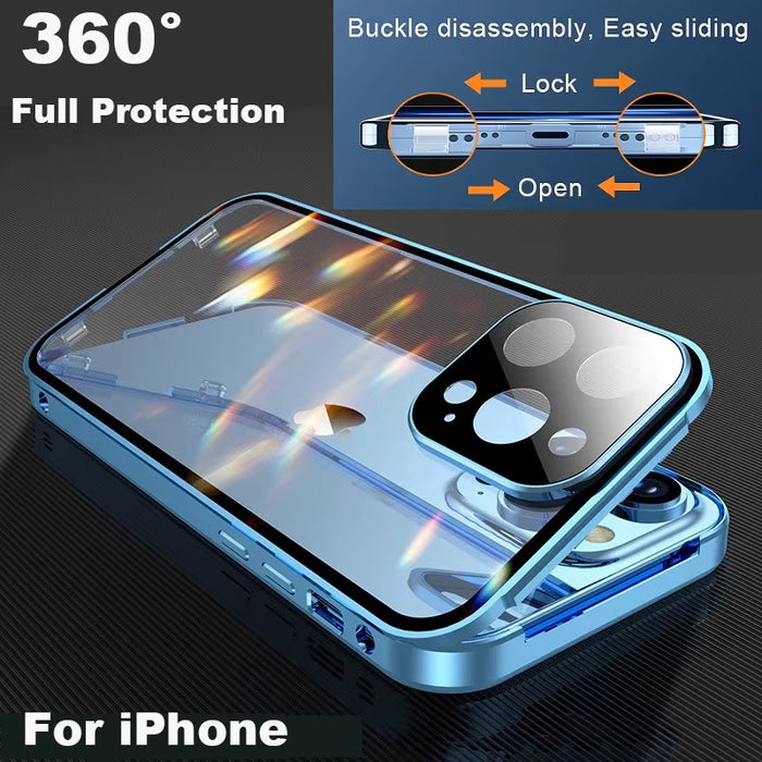 Funda de teléfono con cierre magnético de metal y protección total de 360° para iPhone 13 PRO MAX
