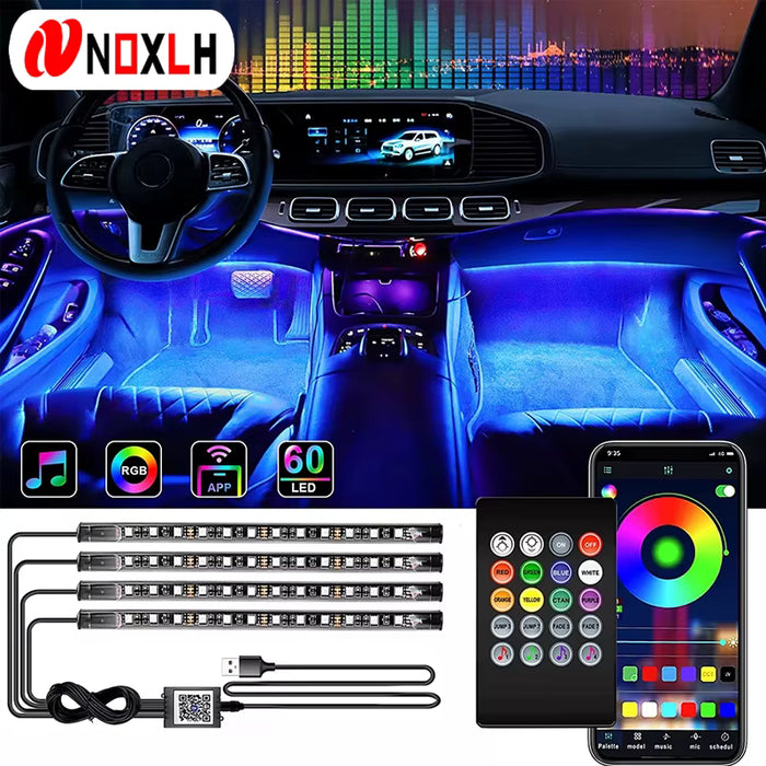 Kit de luces LED de neón para el interior del coche, iluminación ambiental para los pies