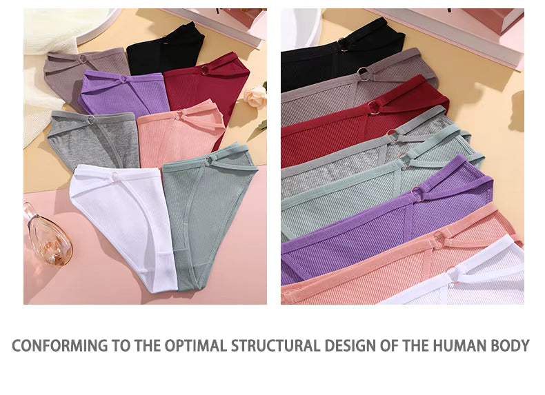 FINETOO 3 bragas  sexis para mujer, de tiro bajo, transpirable, diseño de botones