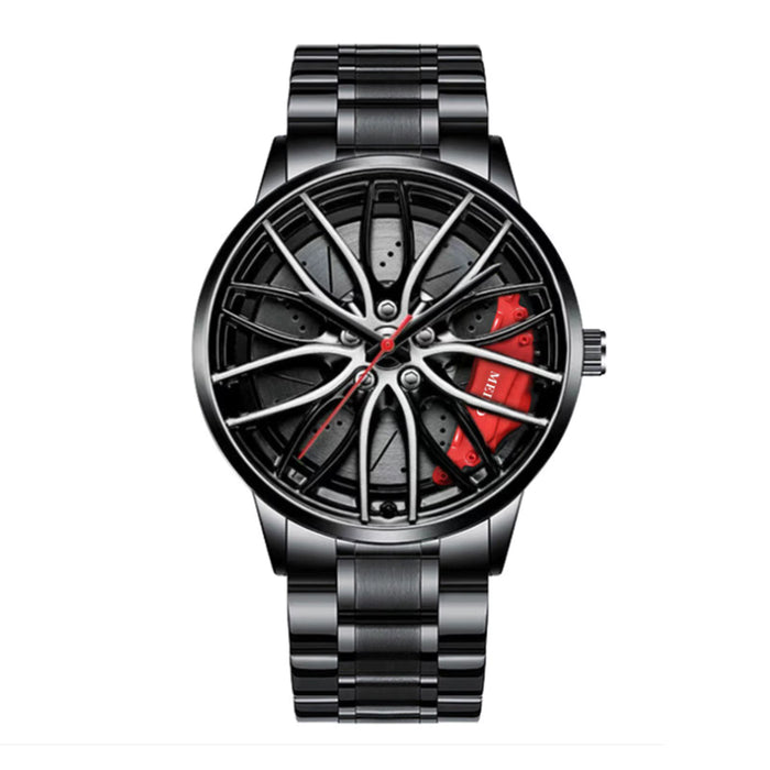 Relojes de coche para hombre, reloj de pulsera de cuarzo de acero inoxidable