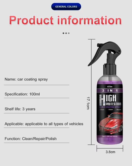 Rayhong 3 en 1 Spray de Recubrimiento Cerámico Hidrofóbico de Alta Protección para Automóviles Shine-Armor
