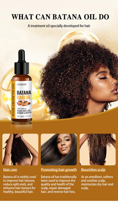 Lewedo Naturals Pack de 3 aceite de Batana crecimiento rápido del cabello para hombres y mujeres y rodillo de microagujas