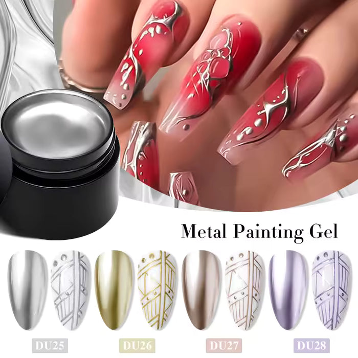 Esmalte de uñas en gel metálico de 5 ml con efecto espejo dorado