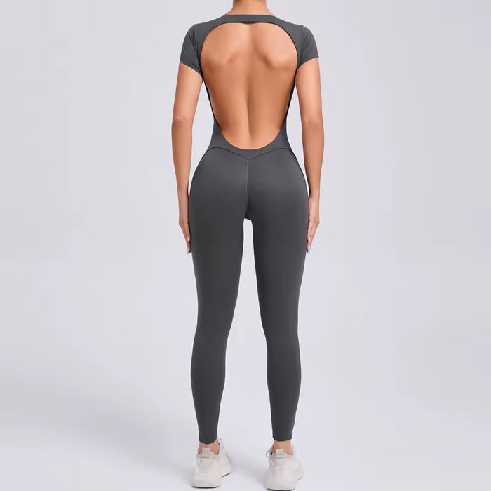 Traje de yoga de una pieza acolchado sin espalda para mujer