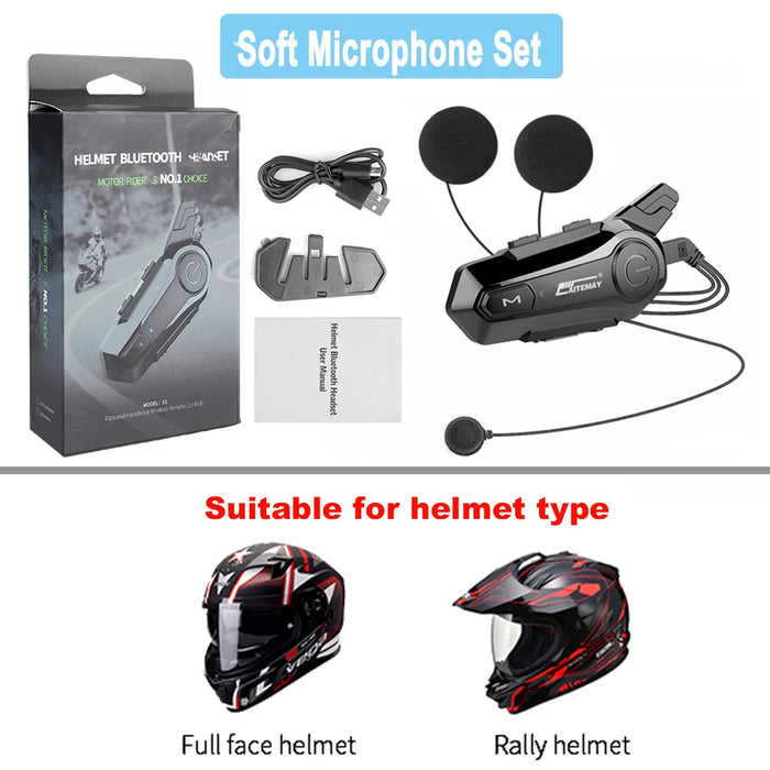 Intercomunicador con Bluetooth para casco de motocicleta, interfono inalámbrico