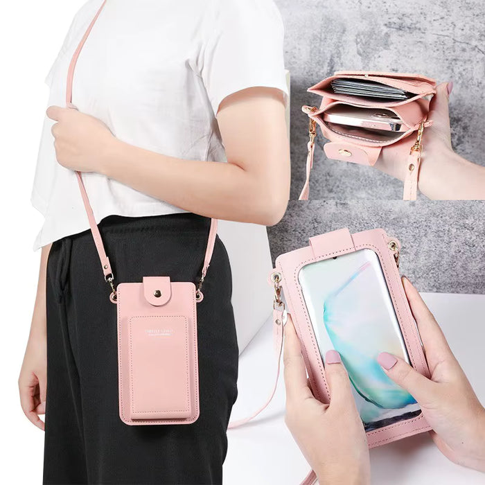 Bolso de hombro simple de color sólido para mujer, cartera para tarjetas de licencia de conducir
