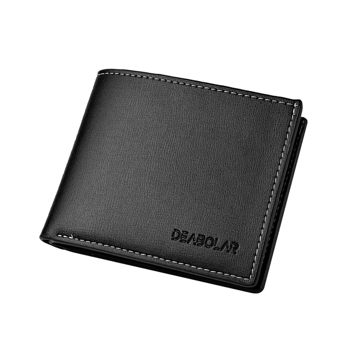 Cartera corta de piel sintética para hombre, estilo delgado