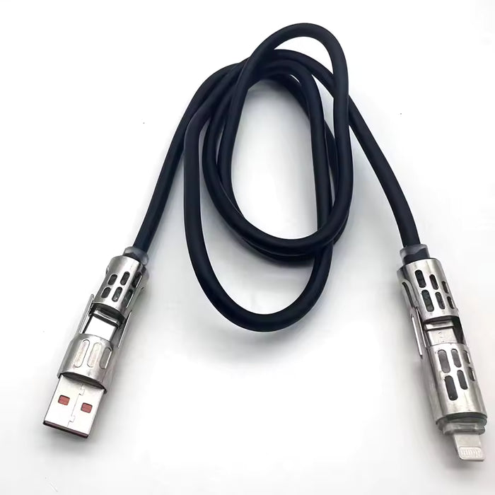 Cable de datos 4 en 1 de 240W con carga súper rápida de silicona líquida y aleación de aluminio