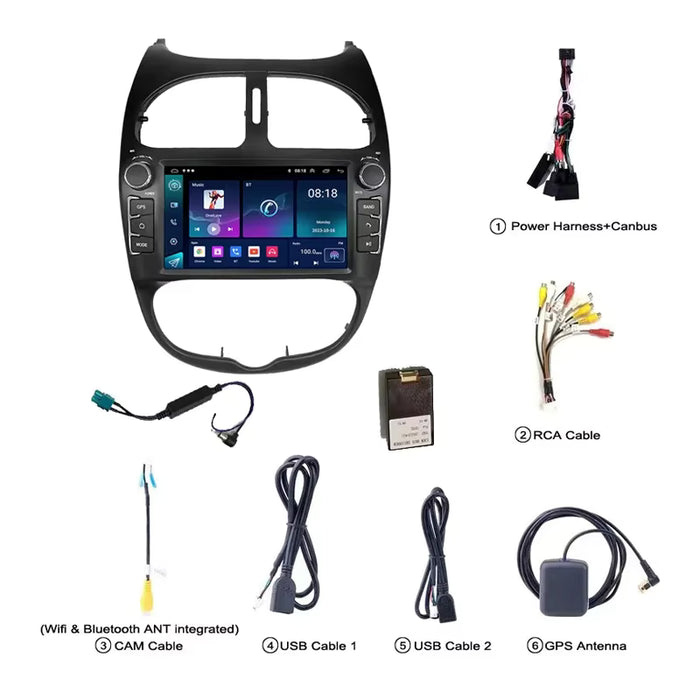Autorradio Android para Peugeot pantalla multimedia de 7 pulgadas, reproductor CarPlay 4+64GB