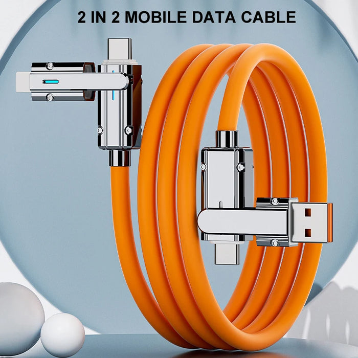 Cable USB-C a USB-C 2 en 2, carga rápida de 66 W, USB-C a USB-C a Lightning