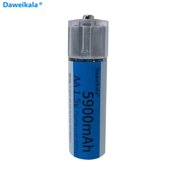 2 Pilas AA recargables por USB de iones de litio doble A de 5900 mAh, recargable