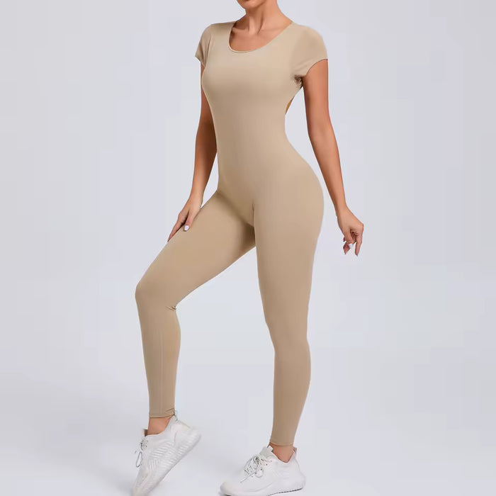 Traje de yoga de una pieza acolchado sin espalda para mujer