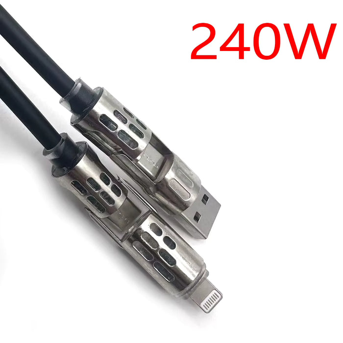 Cable de datos 4 en 1 de 240W con carga súper rápida de silicona líquida y aleación de aluminio