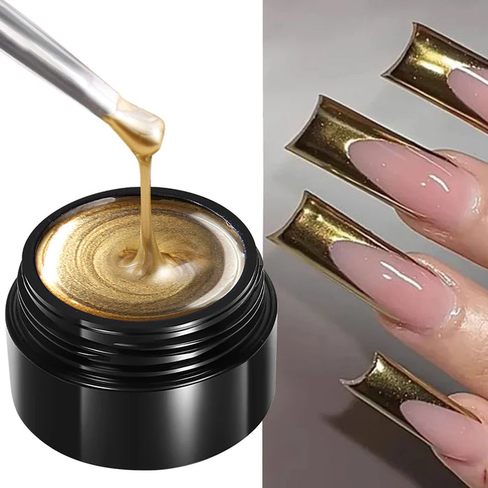 Gel de uñas con efecto espejo, pintura metálica en gel