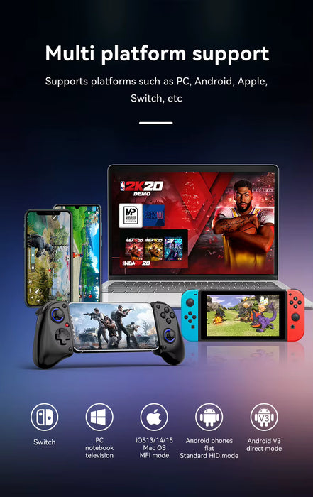 Controlador de Juego Extensible D11 con Gatillos Hall, Compatible con Teléfonos Android/Switch/PC/iOS/Controlador de Streaming