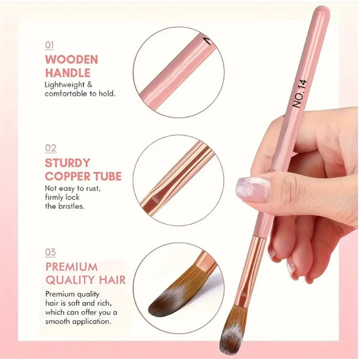 3 pinceles de uñas acrílicas con mango rosa