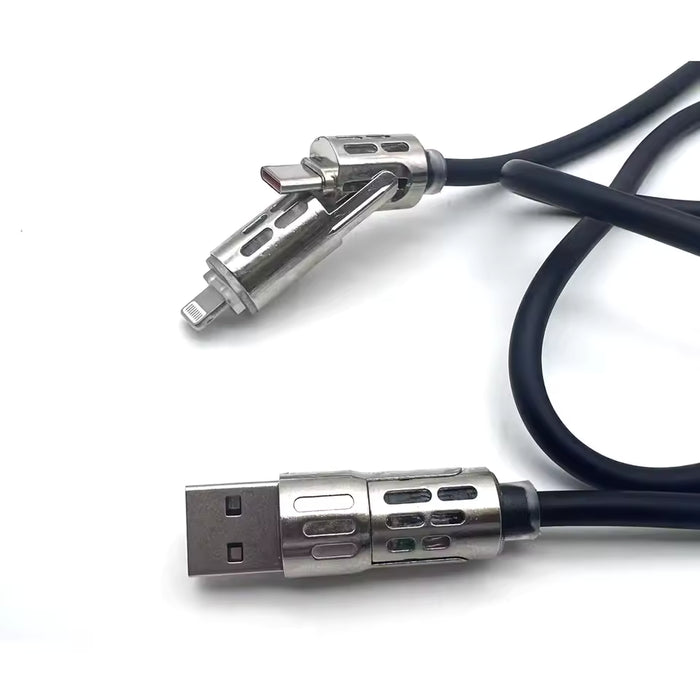 Cable de datos 4 en 1 de 240W con carga súper rápida de silicona líquida y aleación de aluminio