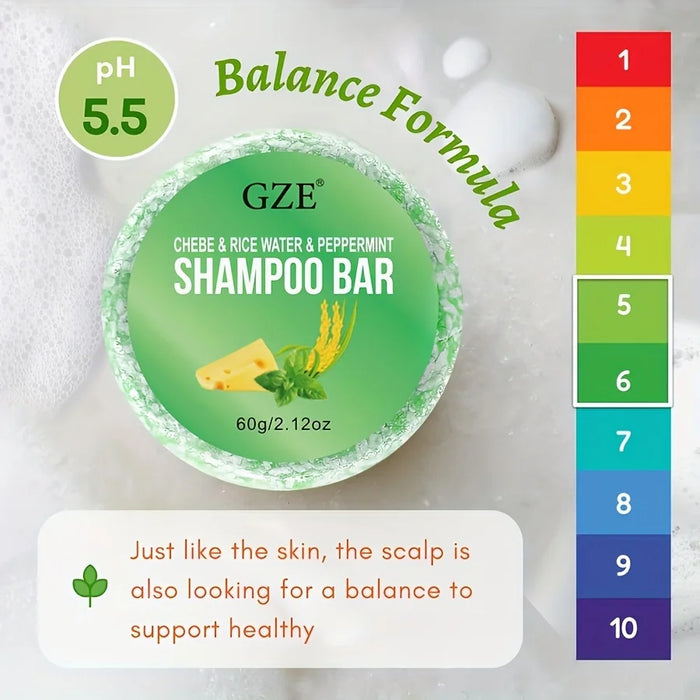 Jabón sólido de champú GZE Chebe, menta para espesar y fortalecer el cabello