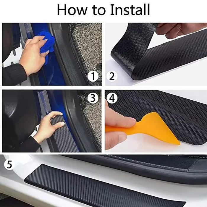 Cinta adhesivo de fibra de carbono para coche, tira protectora para umbral de coche