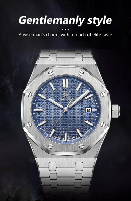 POEDAGAR reloj de lujo para hombre de pulsera luminoso de acero inoxidable para hombre