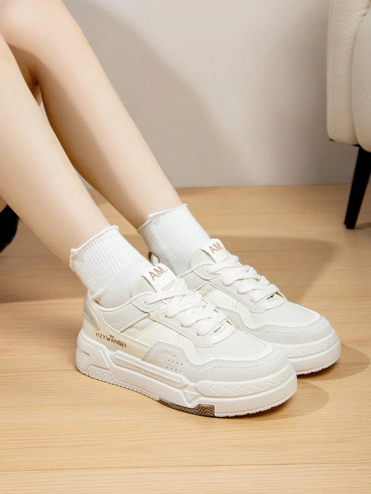 SHEIN 1 par de zapatos blancos pequeños, ligeros, deportivos y modernos para mujer