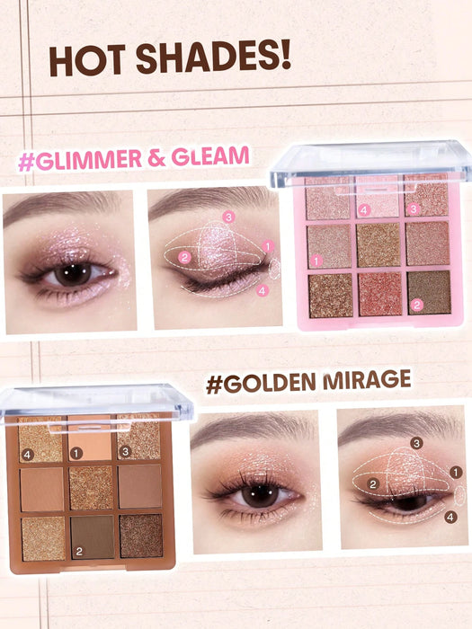 SHEIN SHEGLAM Cinnamon Spice Paleta de sombras de ojos de 9 colores Brillos
