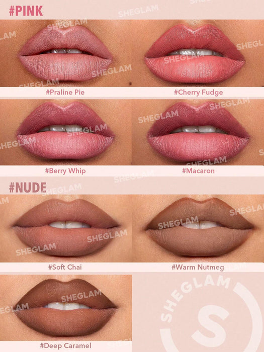 SHEGLAM Glam 101 Dúo de labial y delineador, Combinación de labiales Cherry Fudge