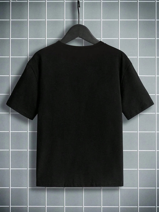 1 pieza Camiseta básica de manga corta con cuello redondo y estampado gráfico