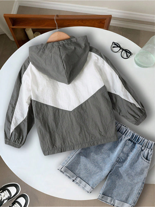 SHEIN 1 pieza Chaqueta ligera informal de estilo universitario para niño