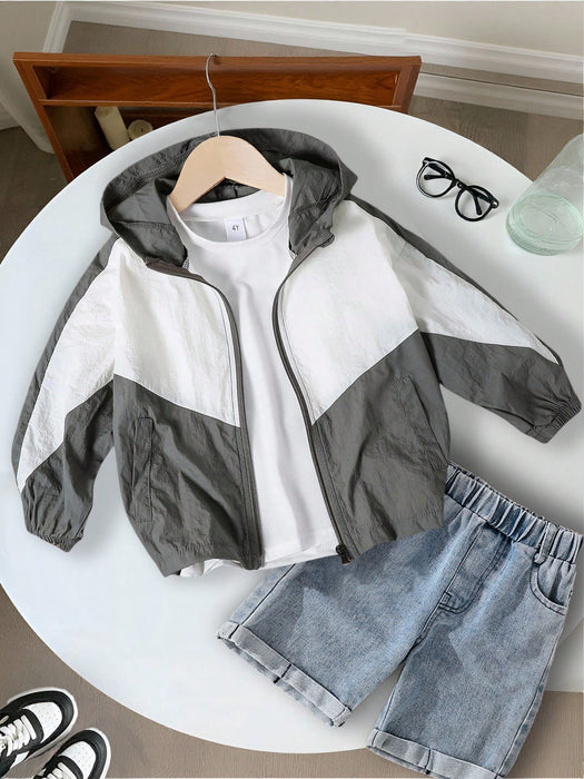 SHEIN 1 pieza Chaqueta ligera informal de estilo universitario para niño