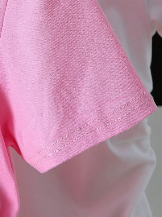 SHEIN Conjunto de 3 piezas de camisetas de manga corta fruncidas con estampado de lazo
