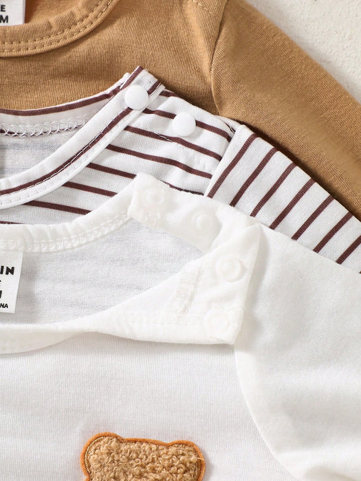 SHEIN Conjunto de 6 piezas para recién nacidos: camisa de manga larga y pantalones
