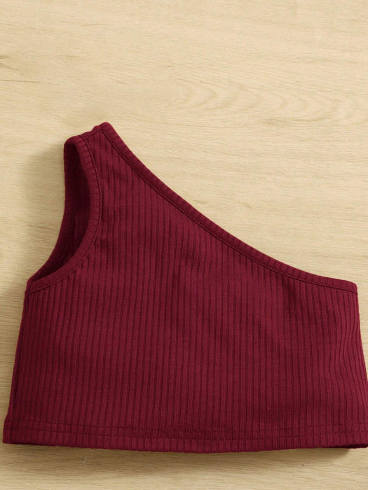 SHEIN Conjunto Informal De Niña Bebé Con Top De Un Solo Hombro