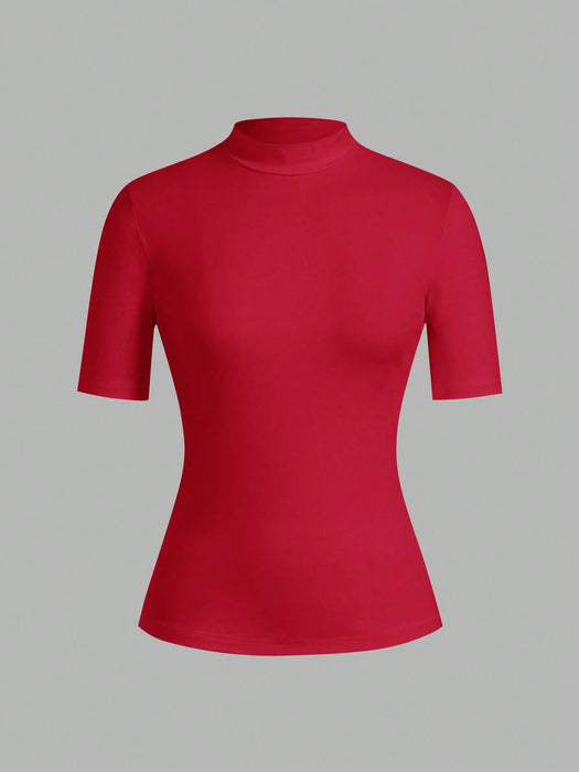 SHEIN EZwear Conjunto de 2 piezas para mujer, camiseta de manga larga ajustada