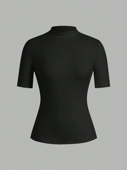 SHEIN EZwear Conjunto de 2 piezas para mujer, camiseta de manga larga ajustada