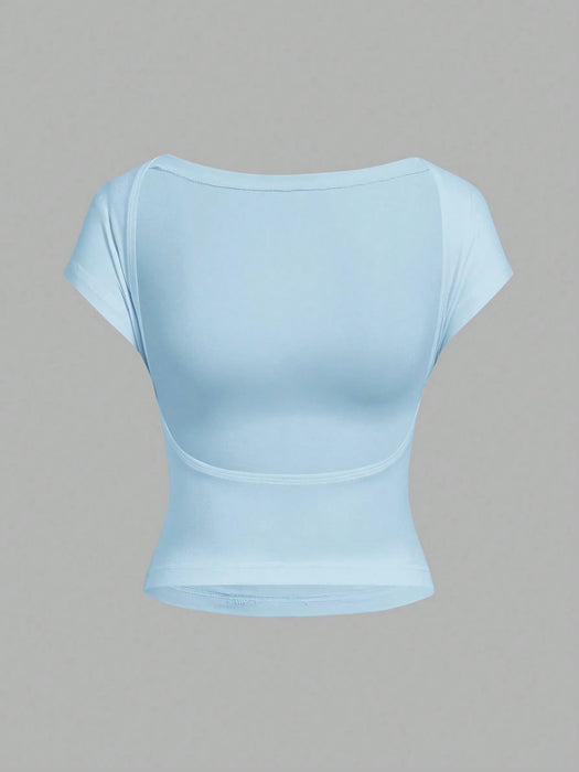 SHEIN EZwear Conjunto de 3 Camisetas casuales minimalistas sin espalda, para mujeres