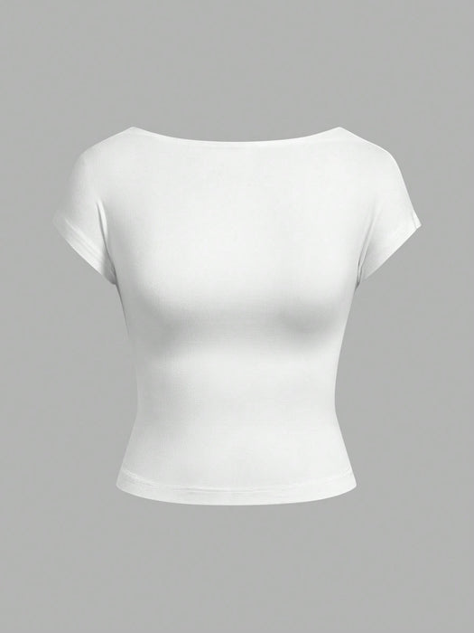 SHEIN EZwear Conjunto de 3 Camisetas casuales minimalistas sin espalda, para mujeres
