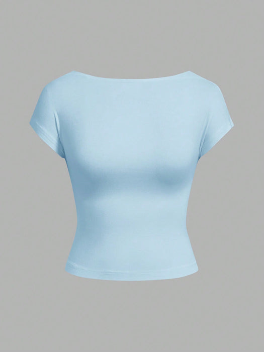 SHEIN EZwear Conjunto de 3 Camisetas casuales minimalistas sin espalda, para mujeres