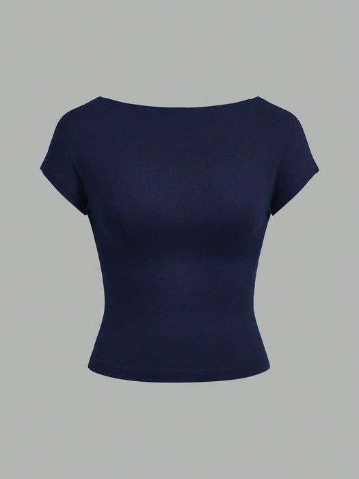 SHEIN EZwear Conjunto de 3 Camisetas casuales minimalistas sin espalda, para mujeres