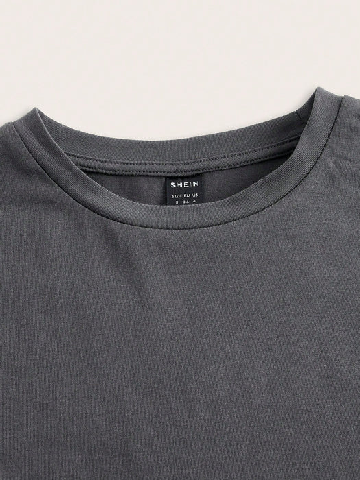 SHEIN EZwear Camiseta ajustada de mujer de manga corta con cuello redondo