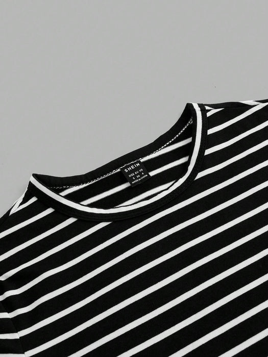 SHEIN EZwear Conjunto de 4 piezas de camiseta corta para mujer con patrón simple