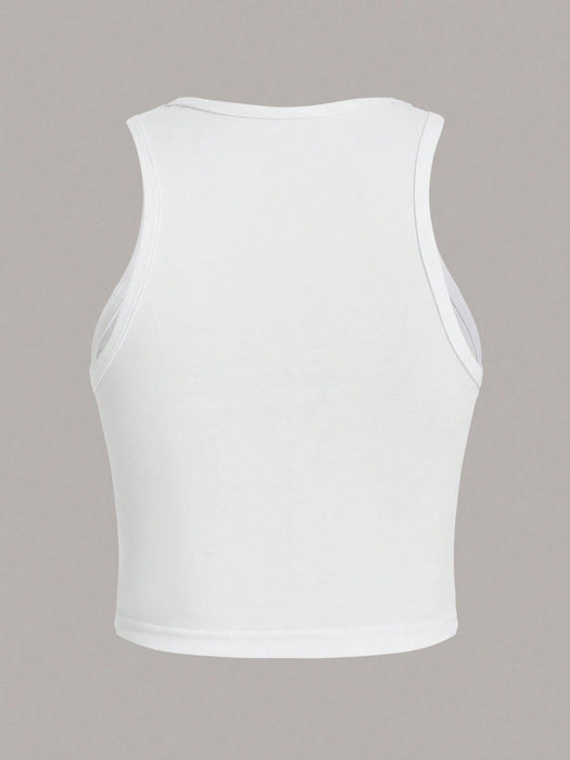 SHEIN Essnce 4 camisetas de tirantes de cuello redondo de unicolor para mujer