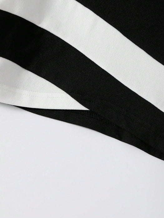 SHEIN Franclia Tops con gráficos de mujer con cuello redondo de dos tonos