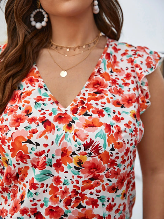 SHEIN Frenchy Blusa con estampado floral de manga mariposa