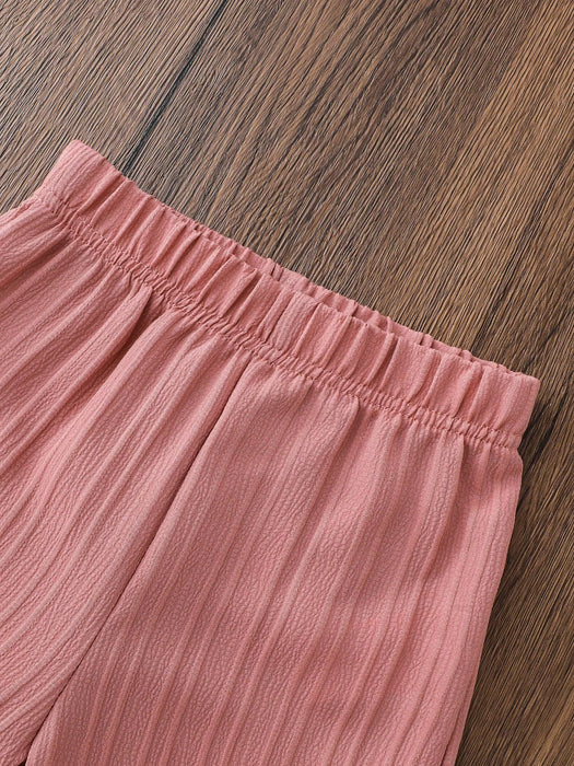 SHEIN Conjunto de 4 piezas para niñas Genkimix Kids: top de tirantes con pantalones anchos