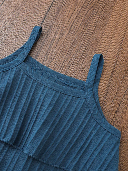 SHEIN Conjunto de 4 piezas para niñas Genkimix Kids: top de tirantes con pantalones anchos