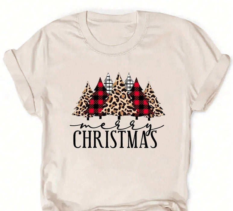 Camiseta de manga corta con estampado de árbol de Navidad, unisex