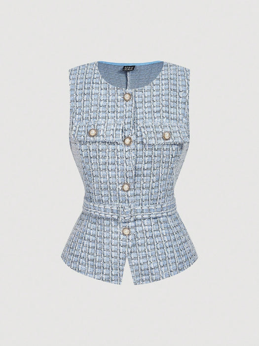 SHEIN MOD Chaleco blazer elegante y ligero para mujer (con cinturón)