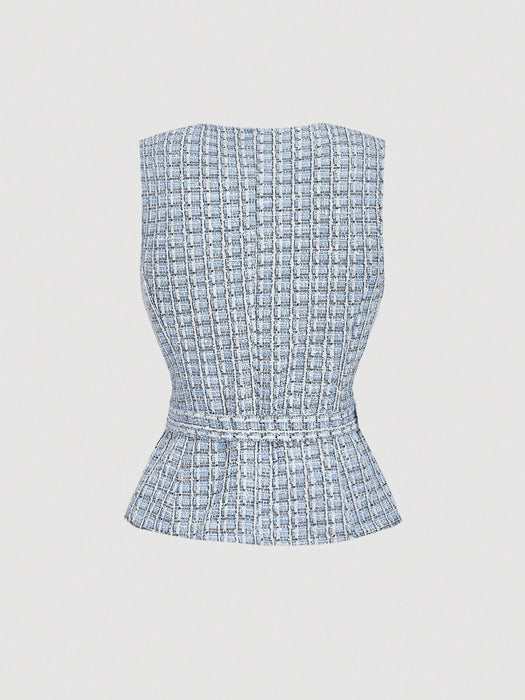SHEIN MOD Chaleco blazer elegante y ligero para mujer (con cinturón)
